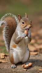Squirrel Eating Nut on Tree Branch