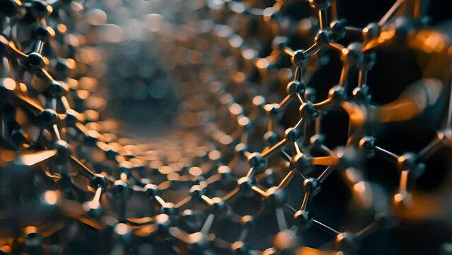 A close up of a black and orange wire like structure. The wire is made up of many small black and orange beads. The wire is twisted and bent in a spiral shape
