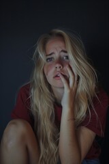 She's sick and going to puke from food poisoning or alcohol. Offensive microorganisms in meals might induce stomachache. vomiting due to salmonella or abdominal pain