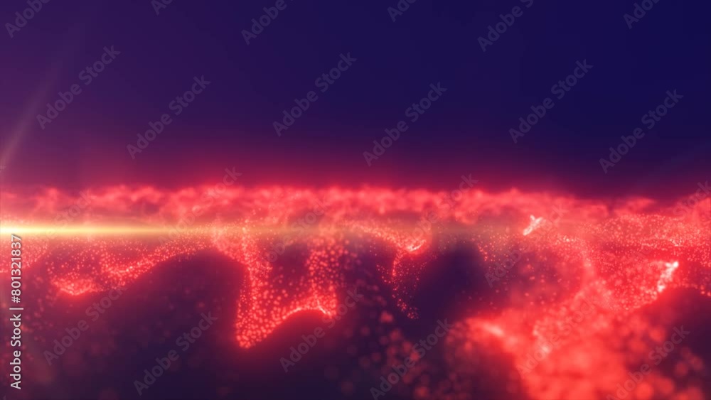 Poster red energy glowing magic waves high tech digital iridescent with light rays lines and bokeh energy p