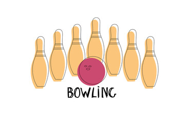 Bowling Ball Surrounded by Pins
