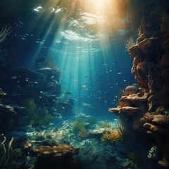 underwater scene with reef