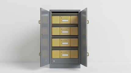 Files in a 3D file cabinet on a white background