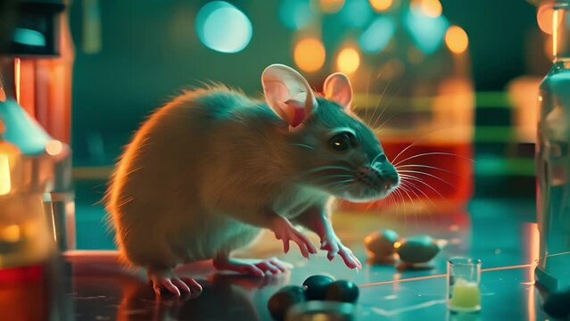 Mouse for experiment in laboratory. Research on laboratory animals, Animal testing concept	