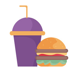 Fast Food concept, isolated on transparent background, flat design vector illustration, for graphic and web design