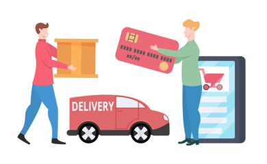 Internet Shopping concept, isolated on transparent background, flat design vector illustration, for graphic and web design