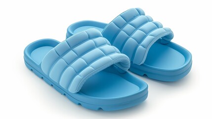 An isolated pair of toddler pillow slide sandals against a white background. For both boys and girls, foam slippers