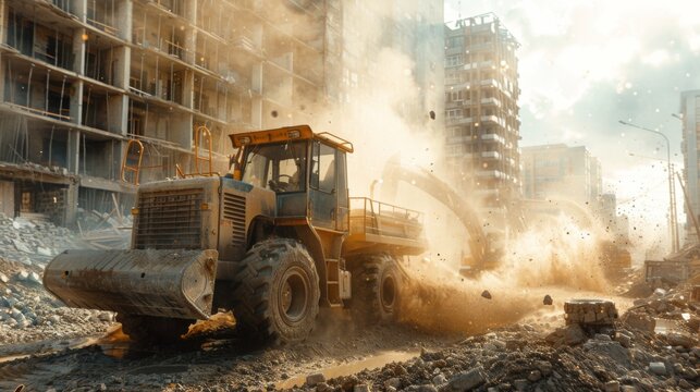 Construction Dust: A real photo capturing construction sites emitting dust and debris into the air, exacerbating the PM 2.5 dust crisis in urban areas.