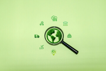 Environmental, social and governance in sustainable and ethical businesses in the creation of companies, concept of green energy and ESG.