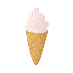 fresh cream in a waffle cone, hand-drawn in cartoon style