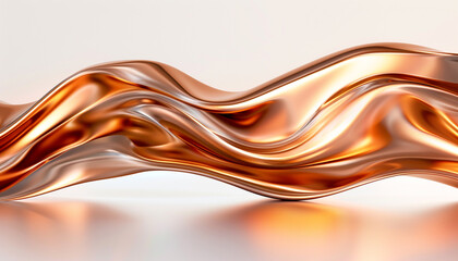 Bronze sunset wave abstract, warm and reflective bronze sunset wave flowing smoothly on a white backdrop.