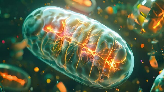Cellular in action as mitochondria produce energy within animal cells, Biochemistry and metabolic processes	