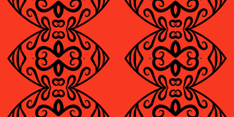 Seamless batik ethnic dayak ornament line art pattern of indonesian culture traditional 