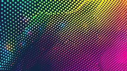 a colorful array of dots in different sizes and colors arranged in a row from left to right