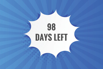 98 days to go countdown template. 98 day Countdown left days banner design. 98 Days left countdown timer