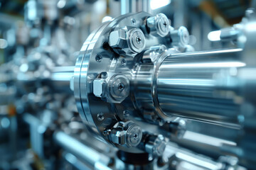 Close-up view of high-precision industrial machinery with detailed mechanical components, emphasizing engineering excellence.