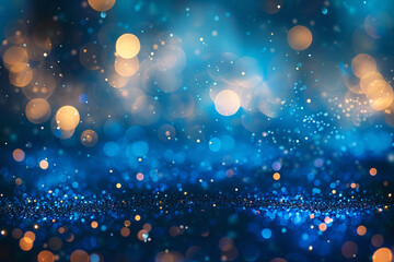 Denim Blue Glitter Defocused Abstract Twinkly Lights Background, sparkling blurred lights with casual denim hues.