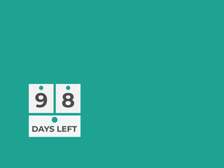 98 days to go countdown template. 98 day Countdown left days banner design. 98 Days left countdown timer