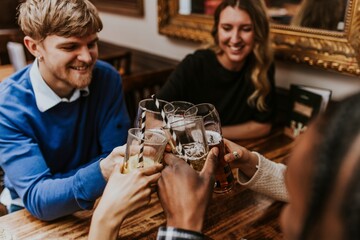 Diverse friends at the pub