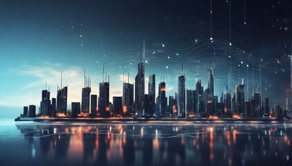 _Abstract_night_circuit_city_backdrop_with_mock_up_plac_