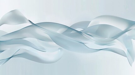 Abstract design of water waves intertwined with leaves, conveying calm and renewal, in pastel colors, smooth flowing lines, minimalist style