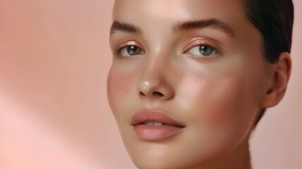Fototapeta premium Radiant and Elegant Woman with Flawless Skin and Natural Makeup