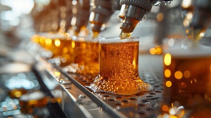 Filtration and Clarification: A real photo shot depicting beer being filtered and clarified to remove impurities and achieve clarity, maintaining naturalness in the filtration process. - obrazy, fototapety, plakaty