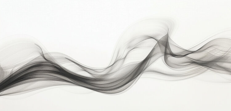 Graphite dust wave abstract, sleek and modern graphite dust wave flowing on a white background.