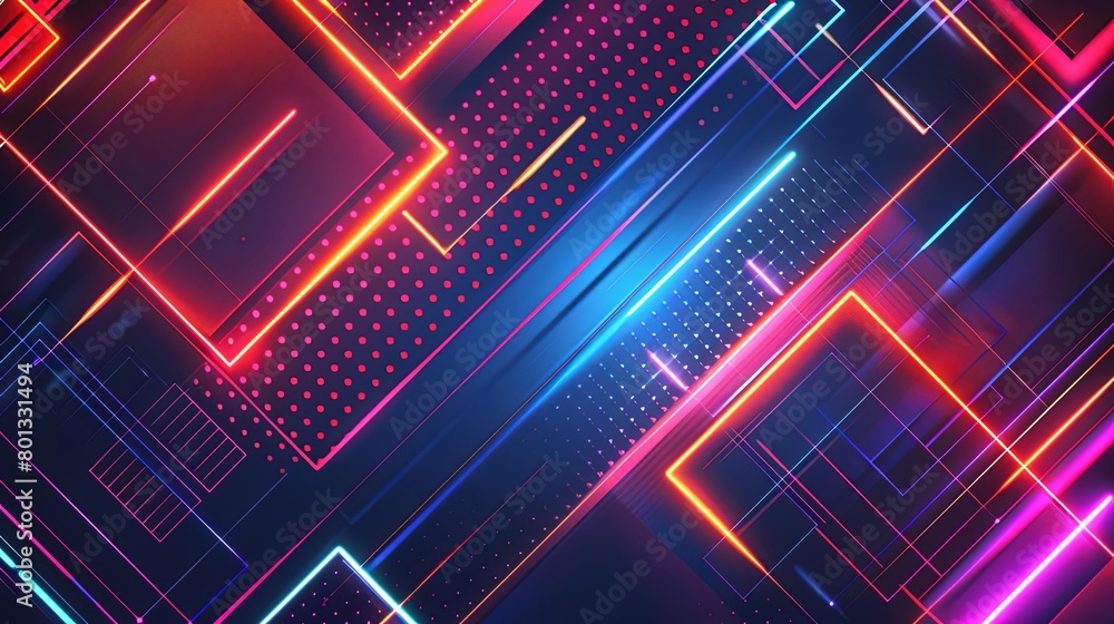 Poster a colorful array of neon lights illuminate the scene, creating a vibrant and lively atmosphere