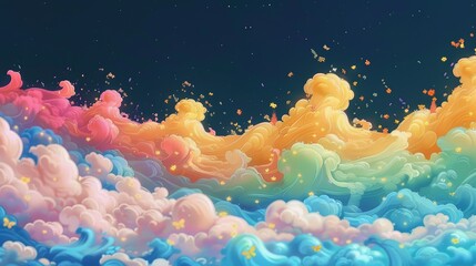 Colorful cloudscape with a hint of stars and glitter.