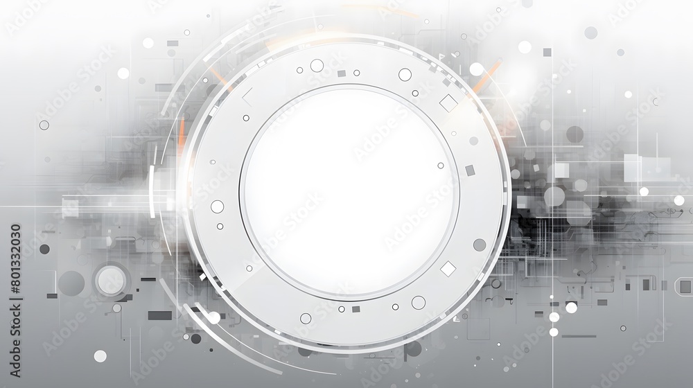 Poster Grey white Abstract technology background with various technology elements Hi-tech communication concept innovation background Circle empty space for your text