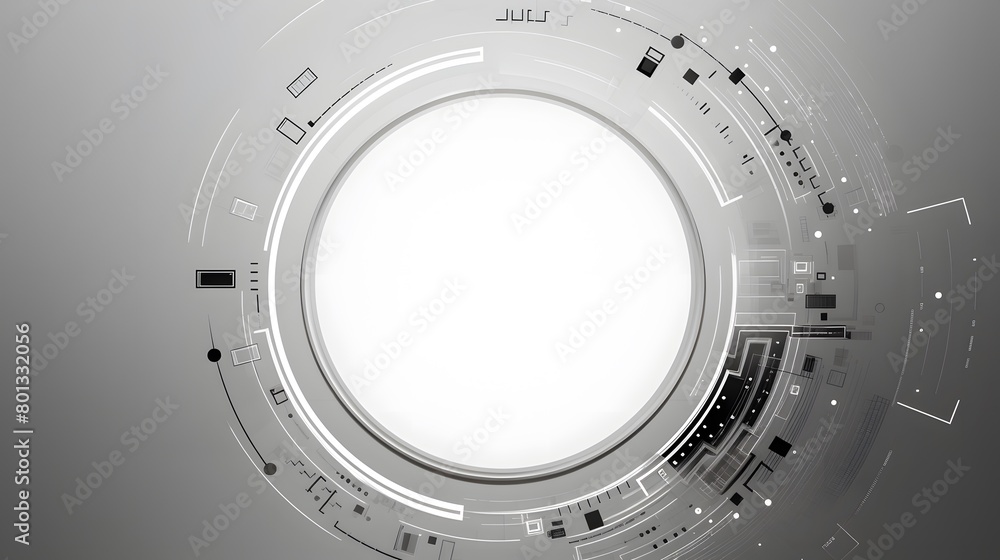 Poster grey white abstract technology background with various technology elements hi-tech communication con