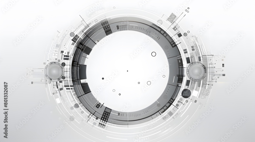 Poster grey white abstract technology background with various technology elements hi-tech communication con