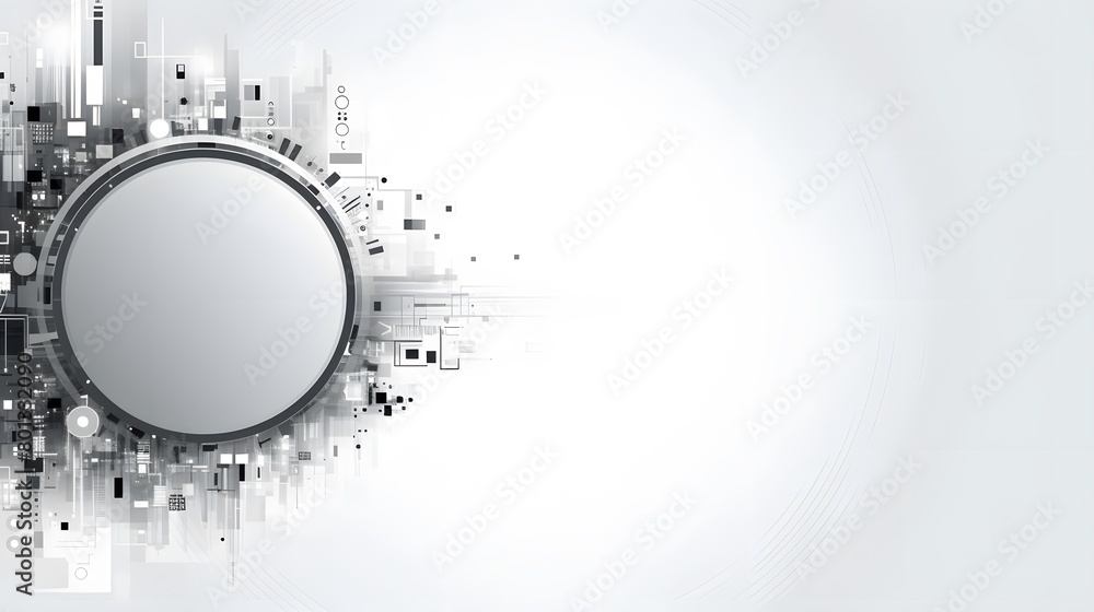 Poster grey white abstract technology background with various technology elements hi-tech communication con