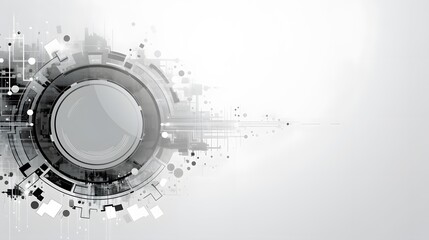 Grey white Abstract technology background with various technology elements Hi-tech communication concept innovation background Circle empty space for your text