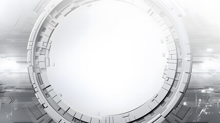 Grey white Abstract technology background with various technology elements Hi-tech communication concept innovation background Circle empty space for your text