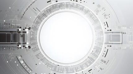Grey white Abstract technology background with various technology elements Hi-tech communication concept innovation background Circle empty space for your text