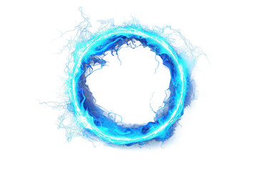 Ethereal Electric Blue Ring with Glowing Energy Isolated on Transparent Background