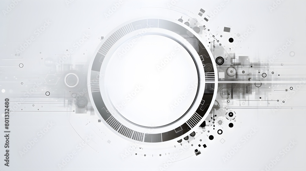 Poster grey white abstract technology background with various technology elements hi-tech communication con