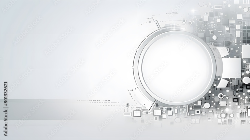 Poster grey white abstract technology background with various technology elements hi-tech communication con