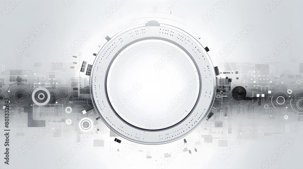 Poster grey white abstract technology background with various technology elements hi-tech communication con