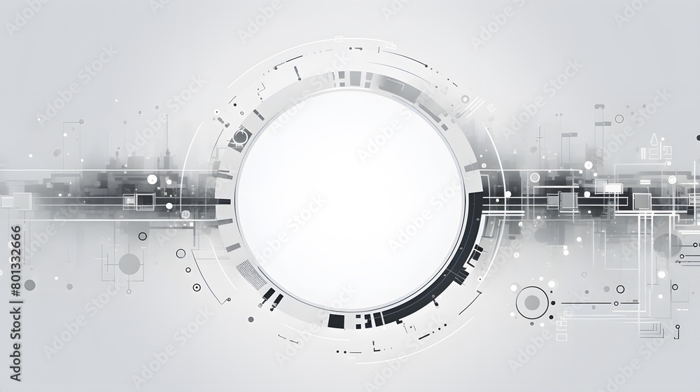 Aufkleber grey white abstract technology background with various technology elements hi-tech communication con
