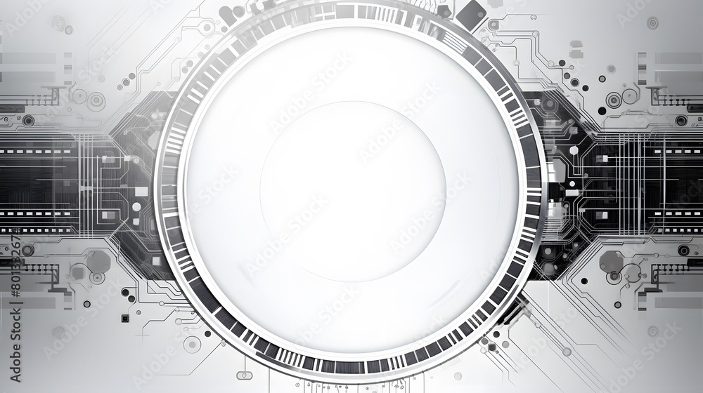 Poster grey white abstract technology background with various technology elements hi-tech communication con
