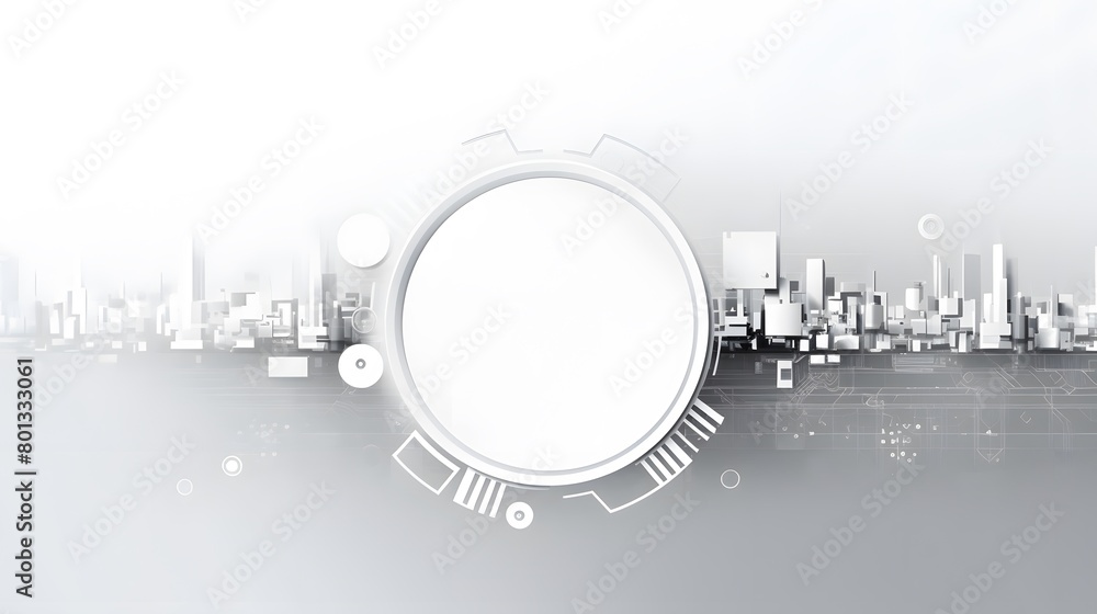 Poster grey white abstract technology background with various technology elements hi-tech communication con