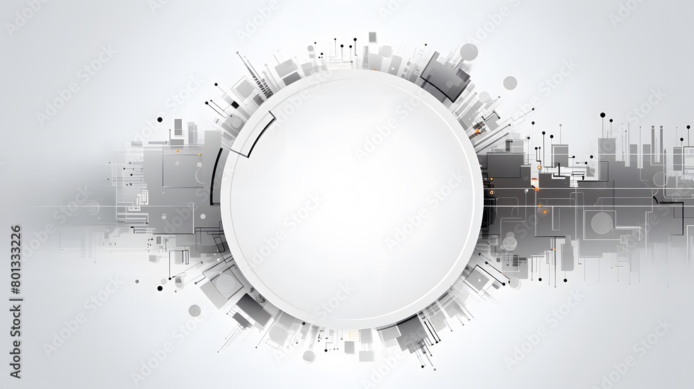 Poster grey white abstract technology background with various technology elements hi-tech communication con
