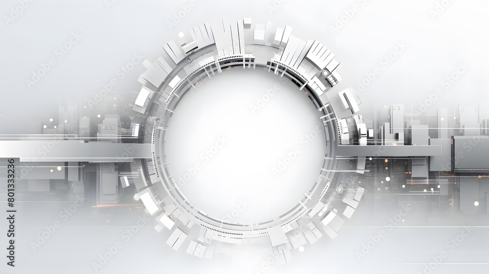 Poster grey white abstract technology background with various technology elements hi-tech communication con