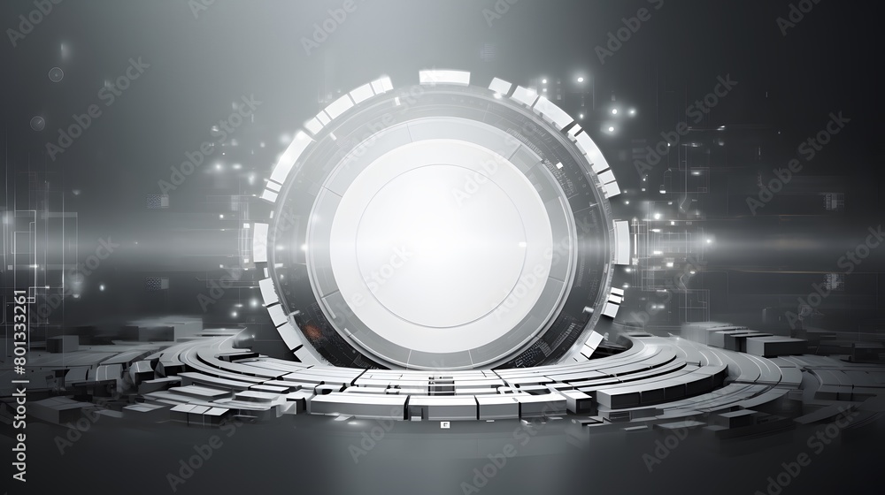 Poster grey white abstract technology background with various technology elements hi-tech communication con