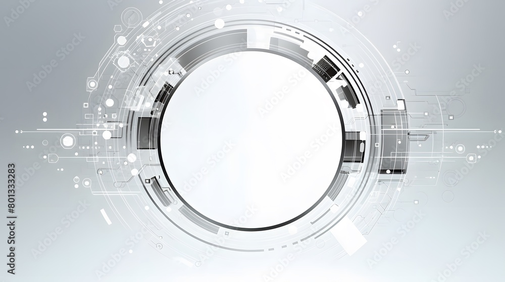 Poster grey white abstract technology background with various technology elements hi-tech communication con