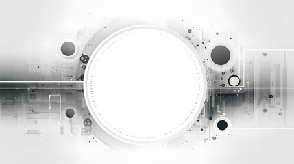 Grey white Abstract technology background with various technology elements Hi-tech communication concept innovation background Circle empty space for your text