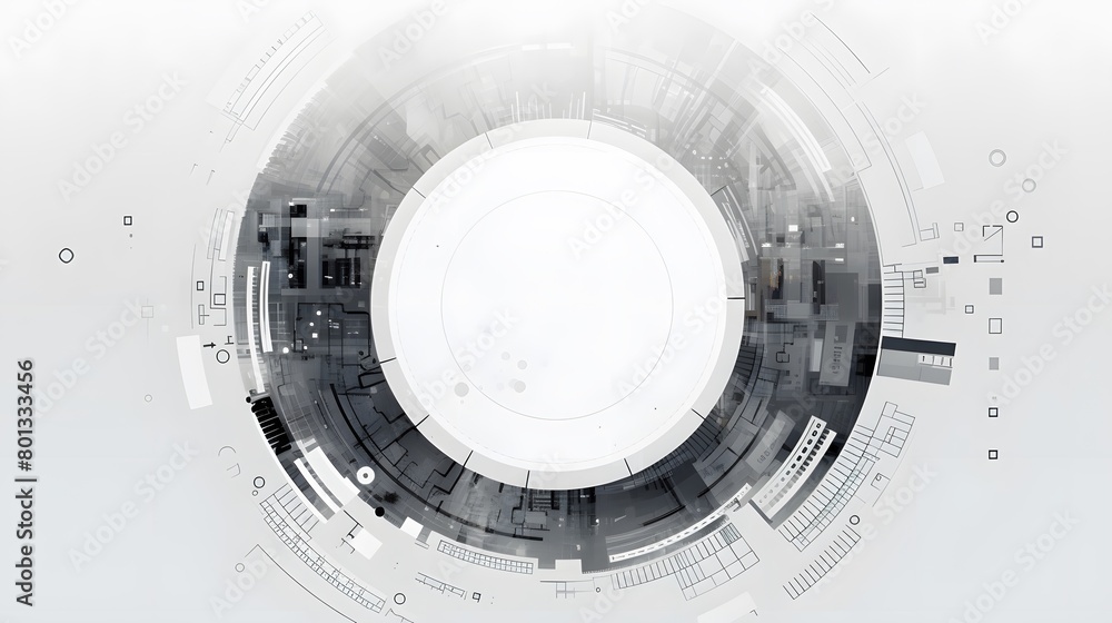 Poster grey white abstract technology background with various technology elements hi-tech communication con